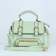 Rivets Fashion Magnetic Closure Women's Leather Shoulder Bag - Green image