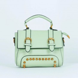 Rivets Fashion  Magnetic Closure Women's Leather Shoulder Bag - Green
