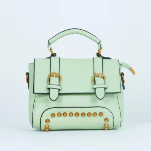 Rivets Fashion  Magnetic Closure Women's Leather Shoulder Bag - Green