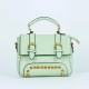 Rivets Fashion Magnetic Closure Women's Leather Shoulder Bag - Green image