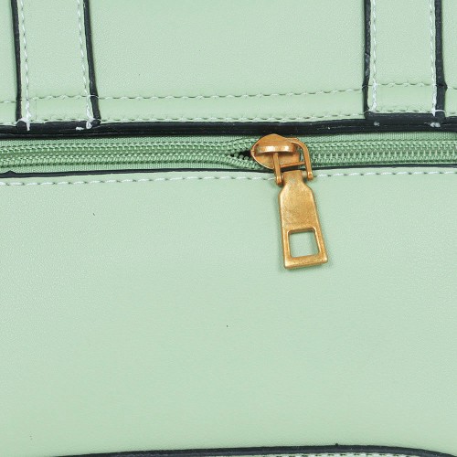 Rivets Fashion Magnetic Closure Women's Leather Shoulder Bag - Green image