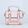Rivets Fashion  Magnetic Closure Women's Leather Shoulder Bag - Pink