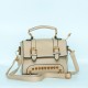 Rivets Fashion Magnetic Closure Women's Leather Shoulder Bag - Brown image