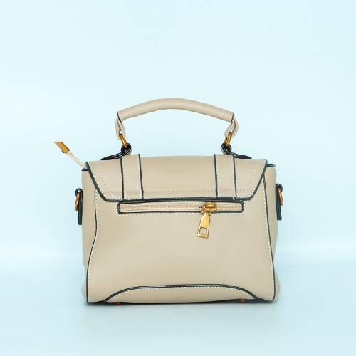 Rivets Fashion Magnetic Closure Women's Leather Shoulder Bag - Brown image