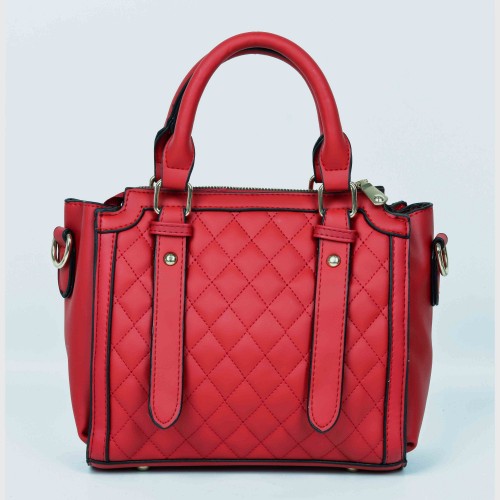 Zipper closure Leather Tote Bag For women - Red image