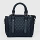 Zipper closure Diamond Stitched Leather Hand Bag For women - Black image