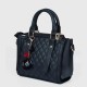 Zipper closure Diamond Stitched Leather Hand Bag For women - Black image