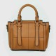 Zipper closure Diamond Stitched Leather Hand Bag For women - Brown image
