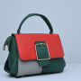 Buckle Closure Contrast Women Shoulder Handbag - Green