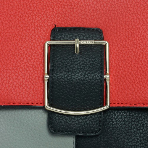Buckle Closure Contrast Women Shoulder Handbag - Black image