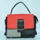 Buckle Closure Contrast Women Shoulder Handbag - Black image