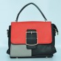 Buckle Closure Contrast Women Shoulder Handbag - Black