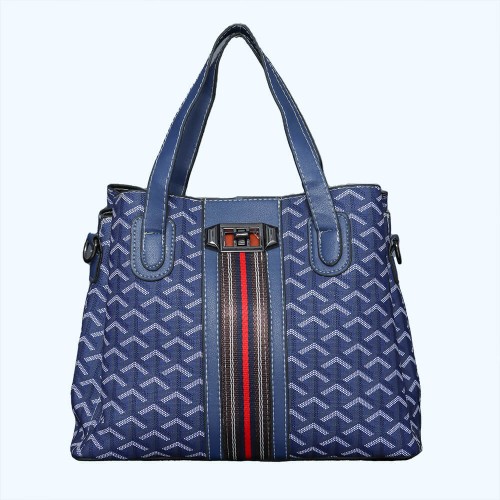 Rotating Closure Synthetic Leather Women's Hand Bag Set - Blue image
