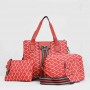 Rotating Closure Synthetic Leather Women's Hand Bag Set - Red