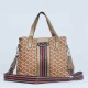 Rotating Closure Synthetic Leather Women's Hand Bag Set - Brown image