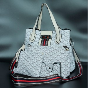 Rotating Closure Synthetic Leather Women's Hand Bag Set - White