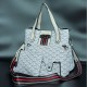 Rotating Closure Synthetic Leather Women's Hand Bag Set - White image