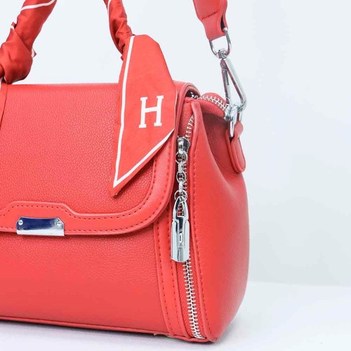 Dual Zipper Magnetic Flap closure women's Shoulder Bag - Red image