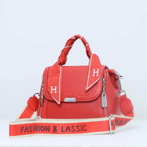 Dual Zipper Magnetic Flap closure women's Shoulder Bag - Red image