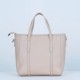 Zipper Closure Women's Plain Style Leather Handbag - Cream image