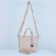 Zipper Closure Women's Plain Style Leather Handbag - Cream image