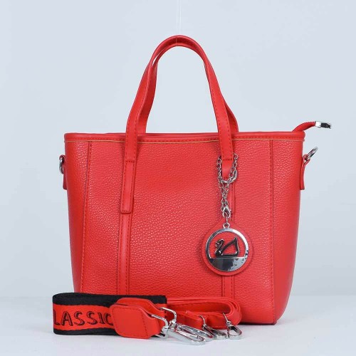 Pendant Fashion Magnetic Closure Women's Synthetic Leather Hand Bag - Red image