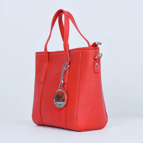 Pendant Fashion Magnetic Closure Women's Synthetic Leather Hand Bag - Red image