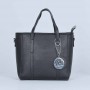 Zipper Closure Women's Plain Style Leather Handbag - Black