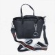 Zipper Closure Women's Plain Style Leather Handbag - Black image