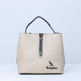 Magnetic Buckle Large Space Leather Shoulder Bag For Women's - Cream