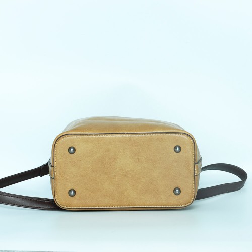 Zipper Closure Leather Shoulder Bag for Women's - Light Brown image