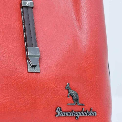 Magnetic Buckle Large Space Leather Shoulder Bag For Women's - Red image