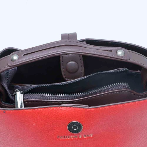 Magnetic Buckle Large Space Leather Shoulder Bag For Women's - Red image