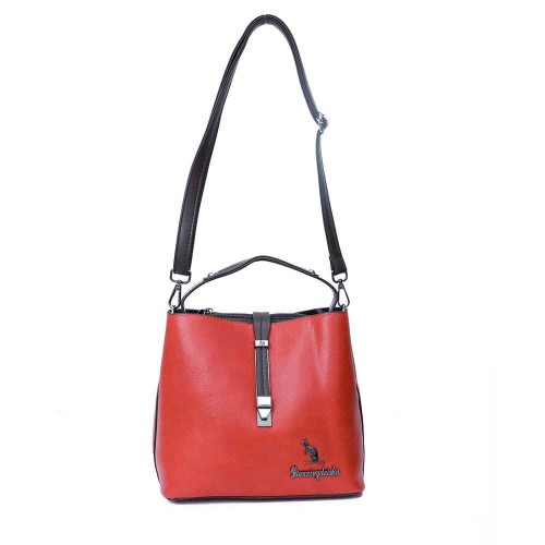 Magnetic Buckle Large Space Leather Shoulder Bag For Women's - Red image
