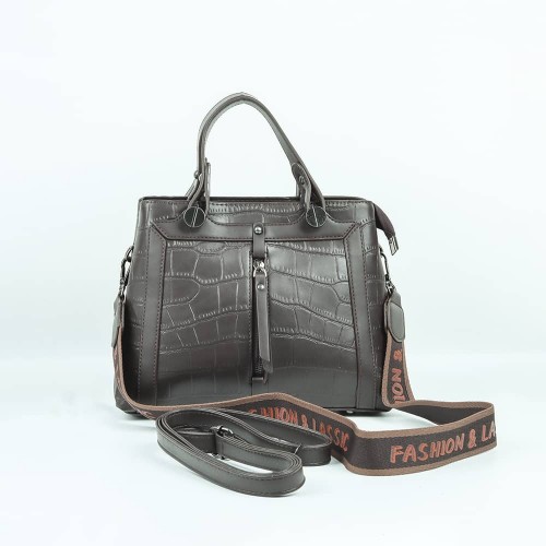 Women's Fashion Leather Tote shoulder Bag - Chocolate image