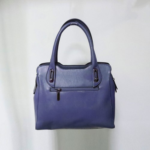 Elegant Dual Strapped Leather Women Hand Bag - Blue image