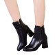 Women's Casual High Heel Leather Boots - Black image