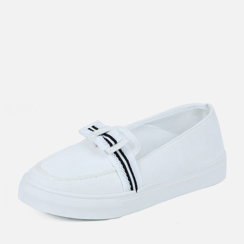 Bowknot Low Heel Round Toe Slip On Women’s Loafers - Red image