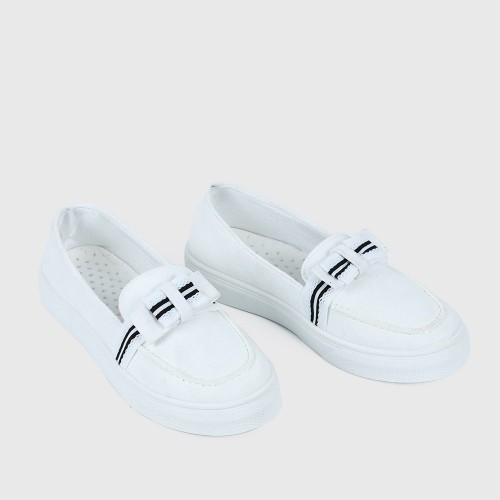 Bowknot Low Heel Round Toe Slip On Women’s Loafers - Red image