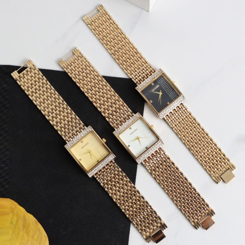 Square Disc Ladies Mesh Strap Bracelet Watch - Black image