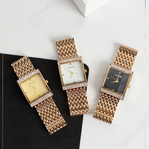 Square Disc Ladies Mesh Strap Bracelet Watch - Black image
