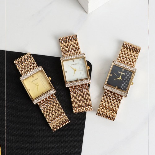 Square Disc Ladies Mesh Strap Bracelet Watch - Gold image