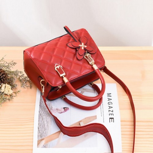 Luxury Style Stitch Flower Hanging Hand Bag-Red image