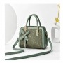 Premium Flower Texture Zip Closure Shoulder Messenger Bag - Green