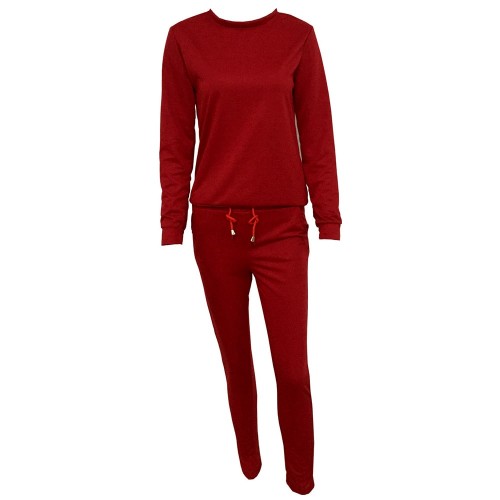 Women's Fashion Slim Fit Pullover Tracksuit - Red image