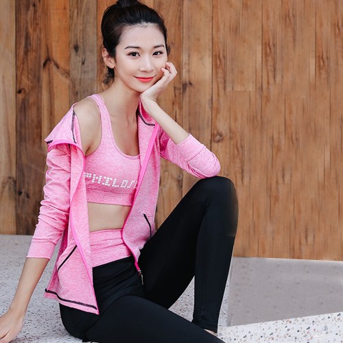 Casual Three Piece Zipper Closure Tracksuit for Women 