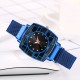 Mesh Style Magnetic Closure Women's Wrist Watch - Blue image
