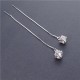  Sterling Silver Long Threader Round Square Earrings For Women