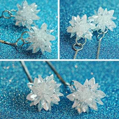 Women's Fashion Sterling Silver Ice Flower Earrings image