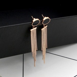 Chain Cascade Long Drop Earrings For Women's - Gold 